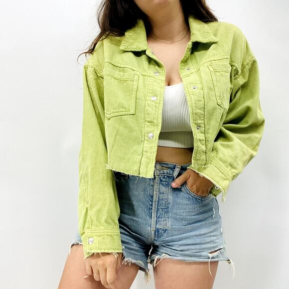 Urban Outfitters M Lime Green Denim corduroy Jacket - Picture 2 of 9